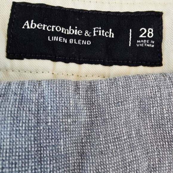 Abercrombie & Fitch Women's Linen Blend Shorts Size 28 Blue White Vacation - Picture 6 of 11
